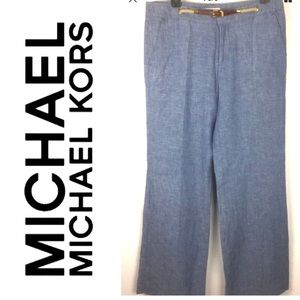 MICHAEL KORS LInen Blend Wide Trouser Pants